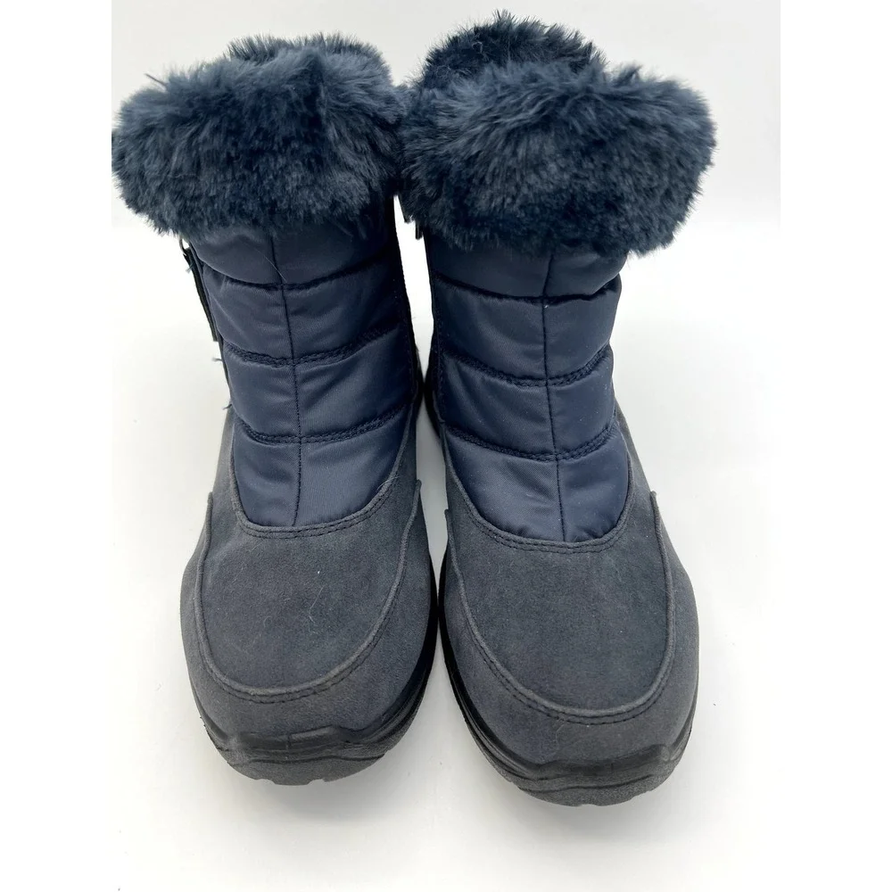 Easy Dry by Easy Street Navy Blue Frosty Waterproof Faux Fur Zipper Boots Size 6